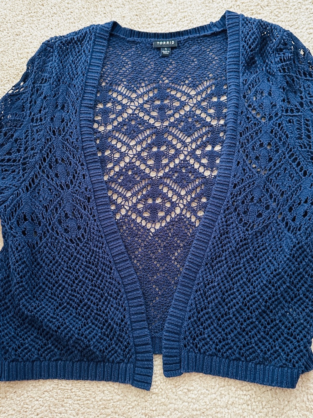 torrid Navy Openwork Cropped Cardigan - Picture 4 of 4